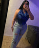 Open heart rhinestone Jean