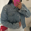 Rhinestone and denim jacket